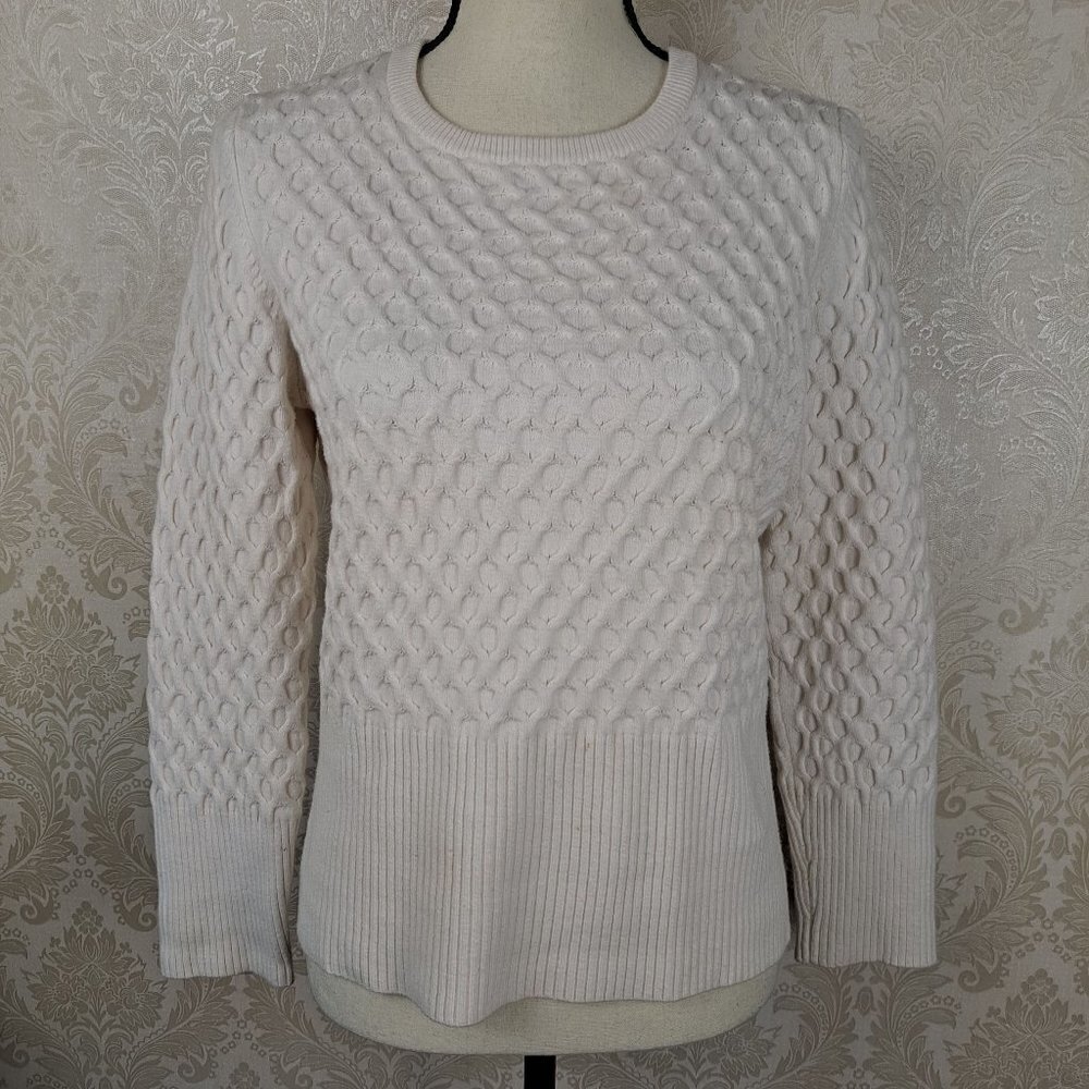 Catherine Malandrino Size Large Cream Colored Honeycomb Pattern Sweater EUC